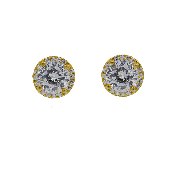 ZDE1356-G STERLING SILVER 925 GOLD PLATED FINISH CZ EARRINGS