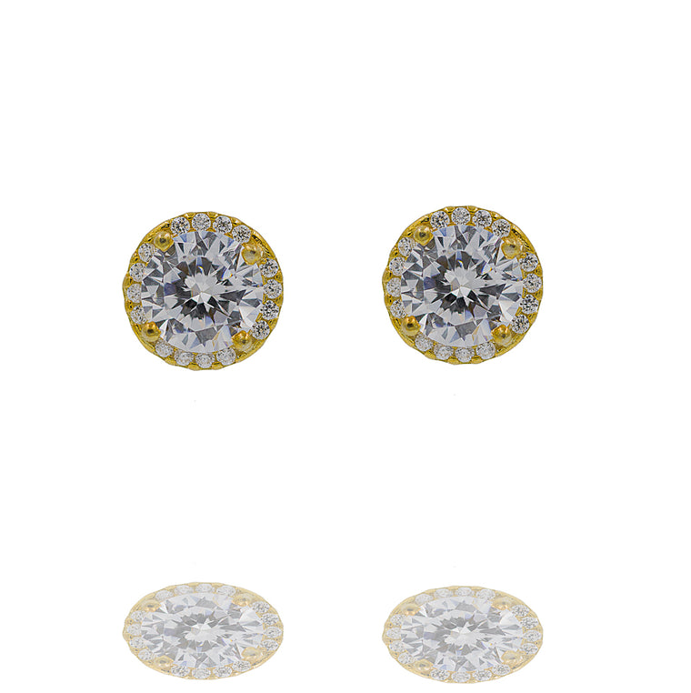 ZDE1356-G STERLING SILVER 925 GOLD PLATED FINISH CZ EARRINGS