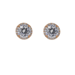 ZDE1356-R STERLING SILVER 925 ROSE GOLD PLATED FINISH CZ EARRINGS