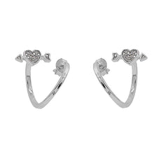 ZDE1579 STERLING SILVER 925 RHODIUM PLATED FINISH CUBIC ZIRCONIA EARRINGS