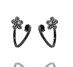 ZDE1583-B STERLING SILVER 925 BLACK RHODIUM PLATED FINISH CUBIC ZIRCONIA EARRINGS