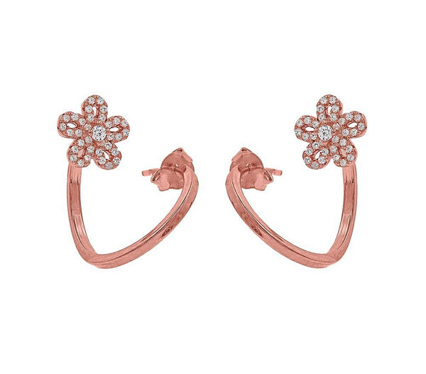 ZDE1583-R STERLING SILVER 925 ROSE GOLD PLATED FINISH CUBIC ZIRCONIA EARRINGS