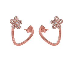 ZDE1583-R STERLING SILVER 925 ROSE GOLD PLATED FINISH CUBIC ZIRCONIA EARRINGS