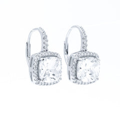 ZDE160816 STERLING SILVER 925 RHODIUM PLATED SQUARE CZ EARRINGS