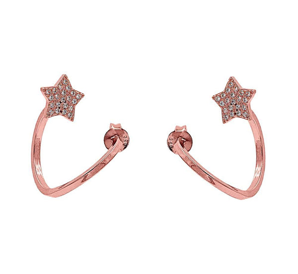 ZDE1645-R STERLING SILVER 925 ROSE GOLD PLATED FINISH CUBIC ZIRCONIA EARRINGS