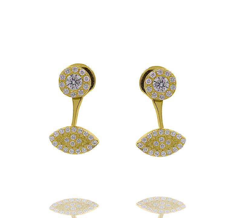 ZDE1698-G STERLING SILVER 925 GOLD PLATED FINISH CUBIC ZIRCONIA EARRINGS