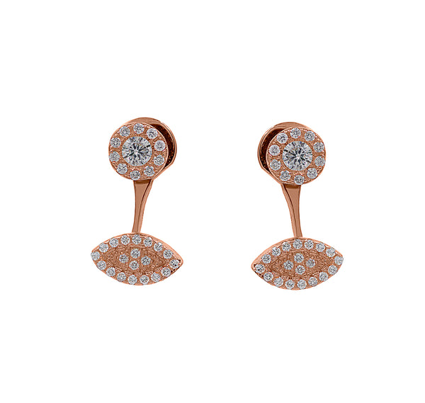 ZDE1698-R STERLING SILVER 925 ROSE GOLD PLATED FINISH CUBIC ZIRCONIA EARRINGS