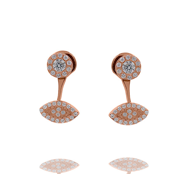 ZDE1698-R STERLING SILVER 925 ROSE GOLD PLATED FINISH CUBIC ZIRCONIA EARRINGS