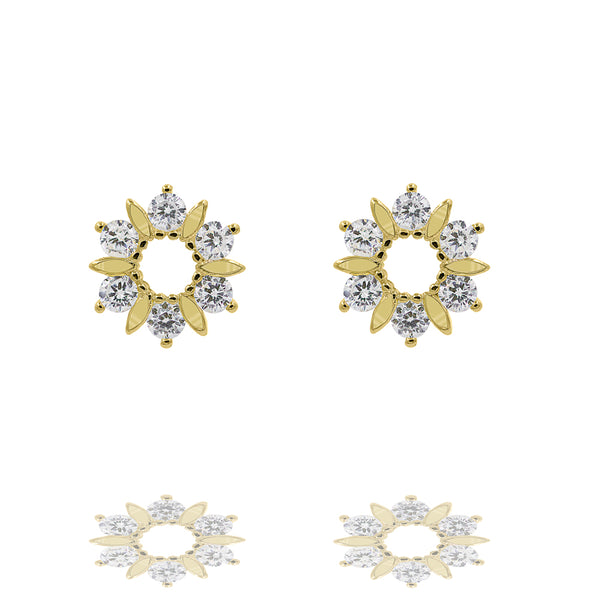 ZDE170-G STERLING SILVER 925 GOLD PLATED FINISH CUBIC ZIRCONIA EARRINGS