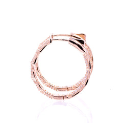 ZDE1700-R STERLING SILVER 925 ROSE GOLD PLATED FINISH BAMBOO HOOP EARRINGS 28MM