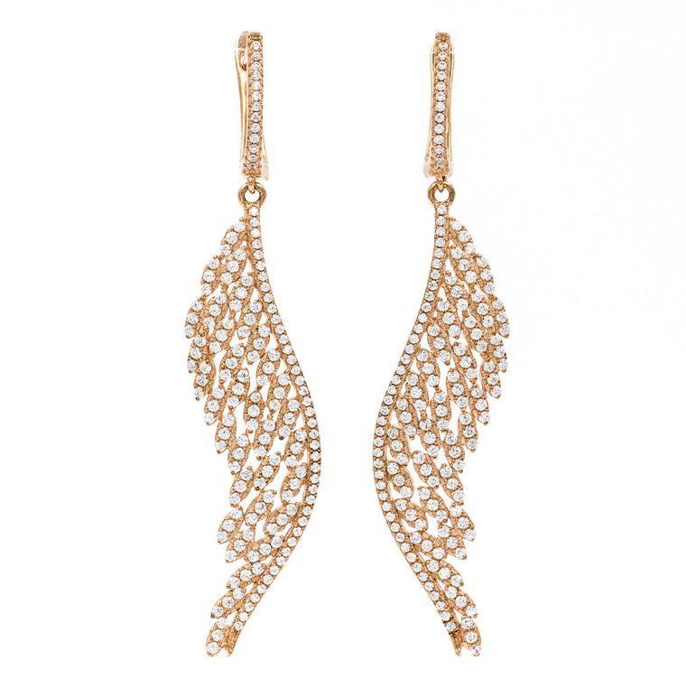 ZDE1874-RG STERLING SILVER 925 ROSE GOLD PLATED FINISH ELEGANT DROP CZ EARRINGS