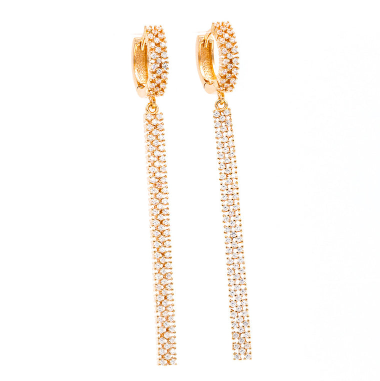 ZDE1868-RG STERLING SILVER 925 ROSE GOLD PLATED FINISH ELEGANT BAR DROP CZ EARRINGS