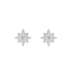 ZDE187 STERLING SILVER 925 RHODIUM PLATED FINISH STAR SHAPE CZ EARRINGS