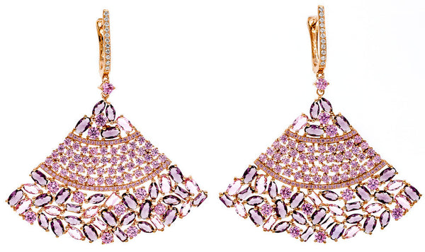 ZDE1958-RG  STERLING SILVER 925 ELEGANT AMETHYST  DROP CZ EARRINGS