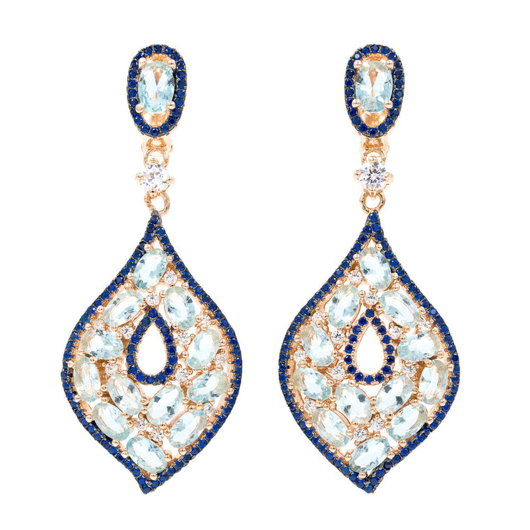 ER1980N-G STERLING SILVER 925 ROSE GOLD PLATED FINISH ELEGANT DROP CZ EARRINGS