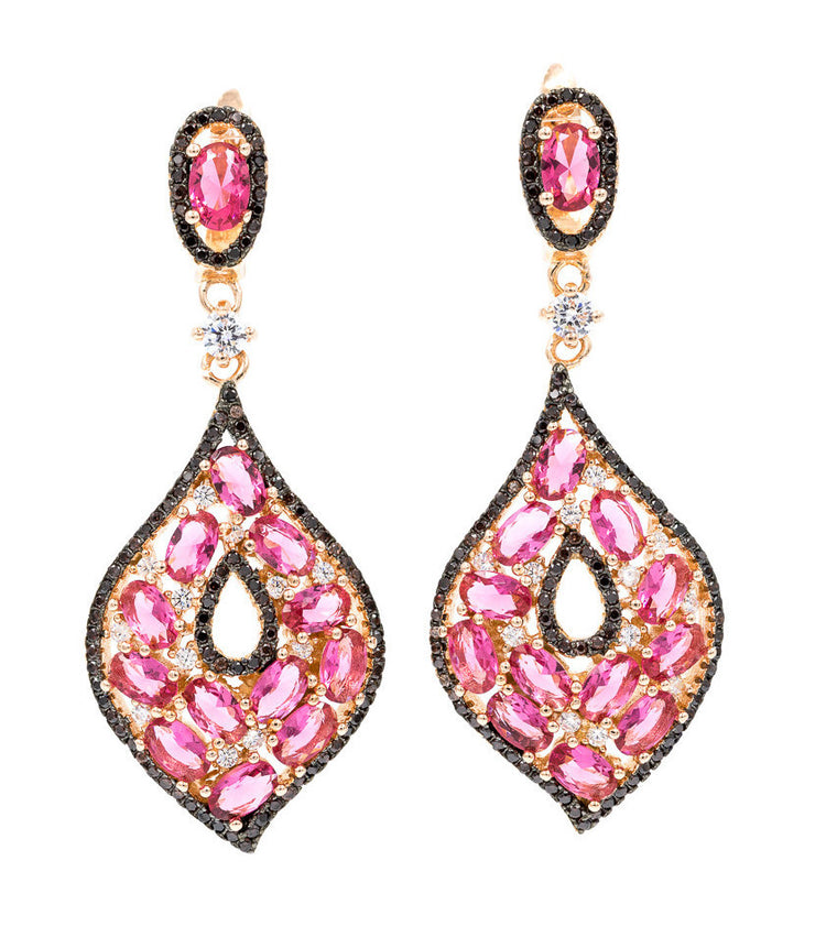 ER1980RB-R  STERLING SILVER 925 ROSE GOLD PLATED FINISH ELEGANT DROP CZ EARRINGS