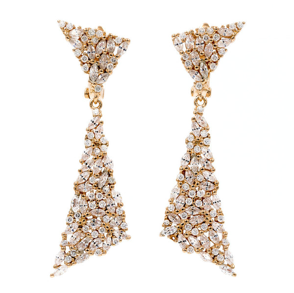ZDE1987-RG  STERLING SILVER 925 ROSE GOLD PLATED ELEGANT DROP CZ EARRINGS