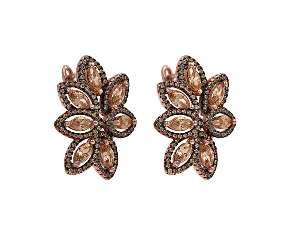 ZDE2056C-RG  STERLING SILVER 925 ROSE GOLD PLATED ELEGANT CHAMPAGNE EARRINGS