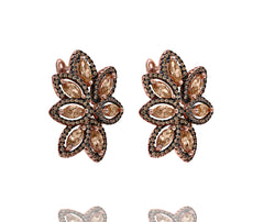 ZDE2056C-RG  STERLING SILVER 925 ROSE GOLD PLATED ELEGANT CHAMPAGNE EARRINGS