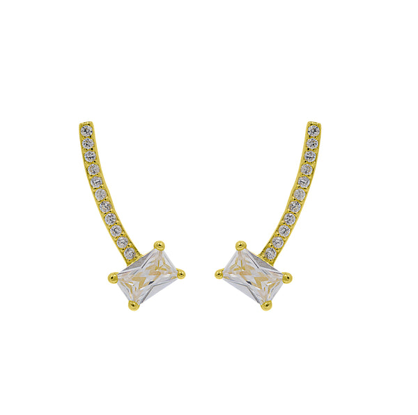 ZDE228-G STERLING SILVER 925 GOLD PLATED FINISH CZ EARRINGS