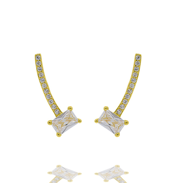 ZDE228-G STERLING SILVER 925 GOLD PLATED FINISH CZ EARRINGS