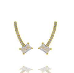 ZDE228-G STERLING SILVER 925 GOLD PLATED FINISH CZ EARRINGS