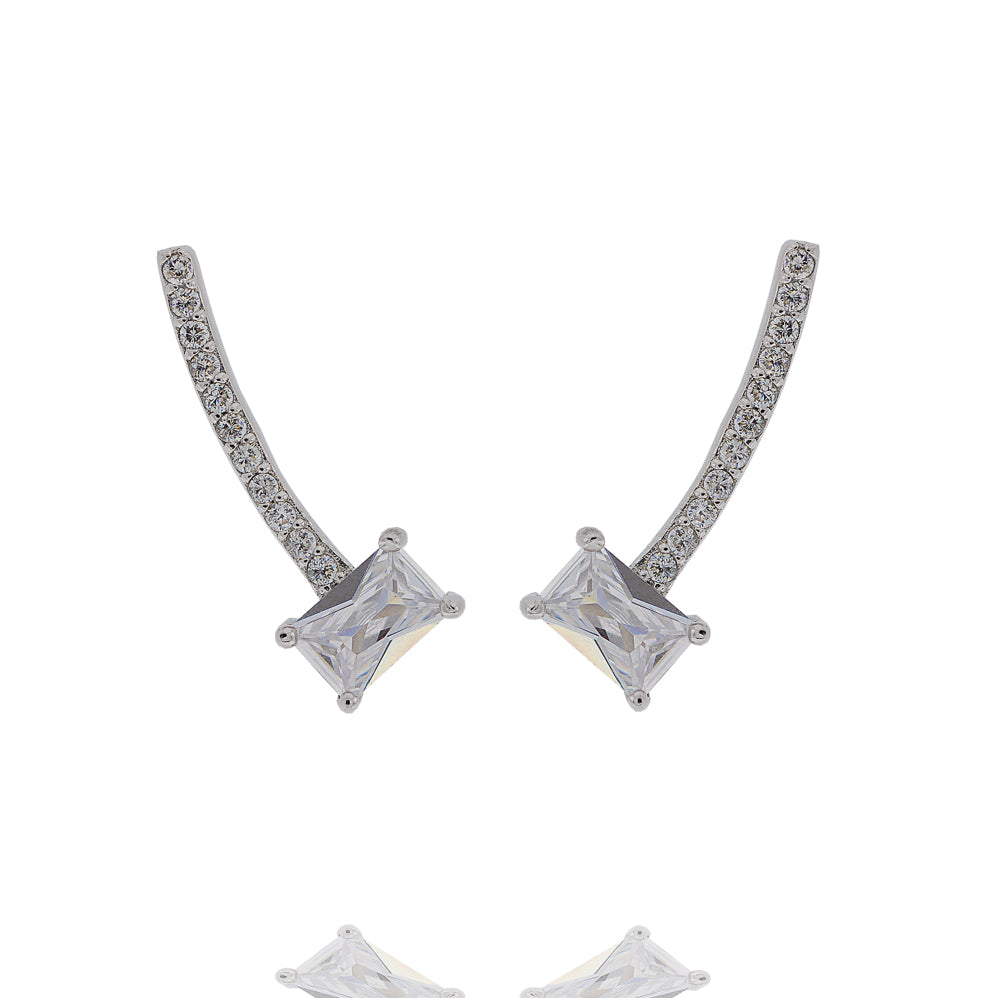 ZDE228 STERLING SILVER 925 RHODIUM PLATED FINISH CZ EARRINGS