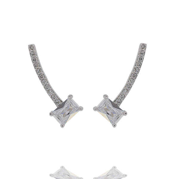 ZDE228 STERLING SILVER 925 RHODIUM PLATED FINISH CZ EARRINGS