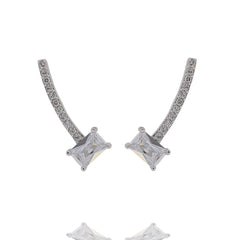 ZDE228 STERLING SILVER 925 RHODIUM PLATED FINISH CZ EARRINGS