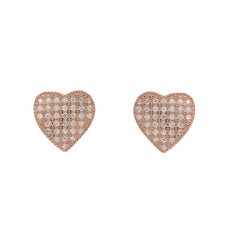ZDE232-R STERLING SILVER 925 ROSE GOLD PLATED FINISH HEART SHAPE CZ EARRINGS