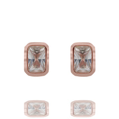 ZDE234-R STERLING SILVER 925 ROSE GOLD PLATED FINISH CUBIC ZIRCONIA EARRINGS
