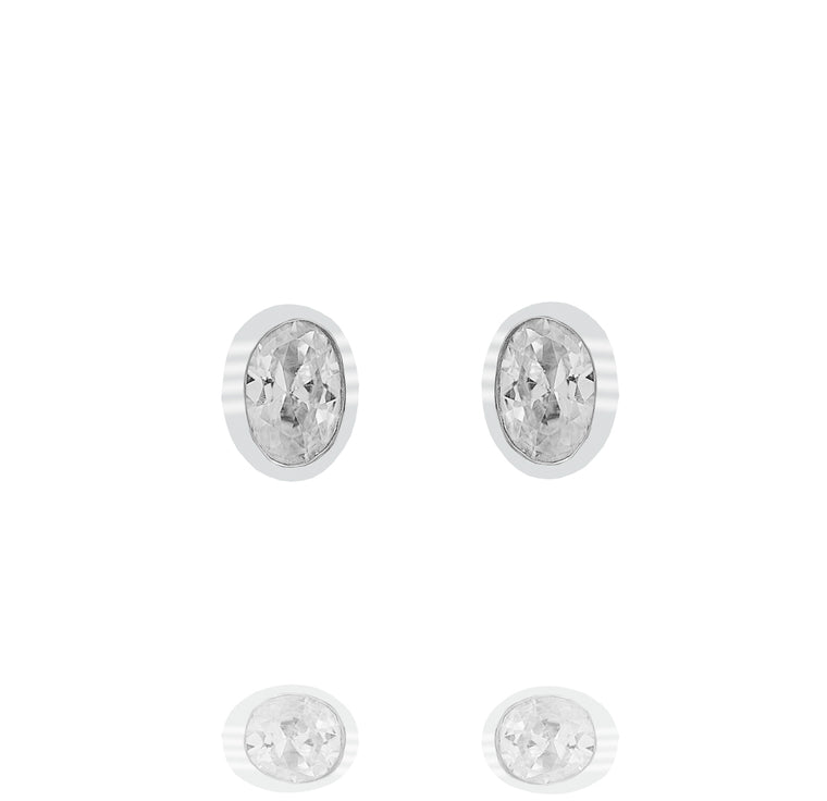ZDE235 STERLING SILVER 925 RHODIUM PLATED FINISH CUBIC ZIRCONIA EARRINGS