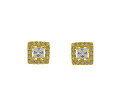 ZDE247-G STERLING SILVER 925 GOLD PLATED FINISH SQUARE SHAPE CZ EARRINGS