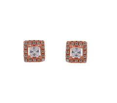 ZDE247-R STERLING SILVER 925 ROSE GOLD PLATED FINISH SQUARE SHAPE CZ EARRINGS