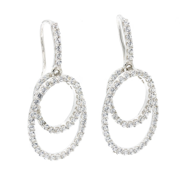 ZDE255 STERLING SILVER 925  FISH HOOK CZ EARRINGS