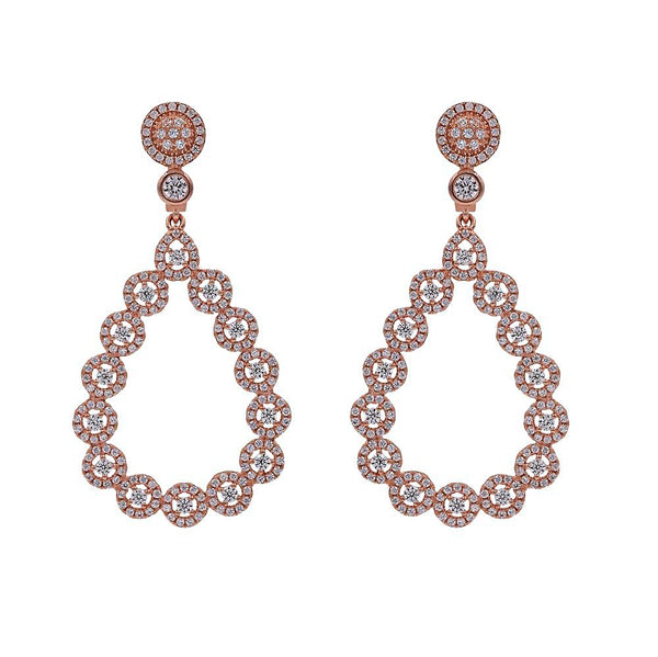 ZDE26016-R STERLING SILVER 925 ROSE GOLD PLATED FINISH FANCY CZ EARRINGS