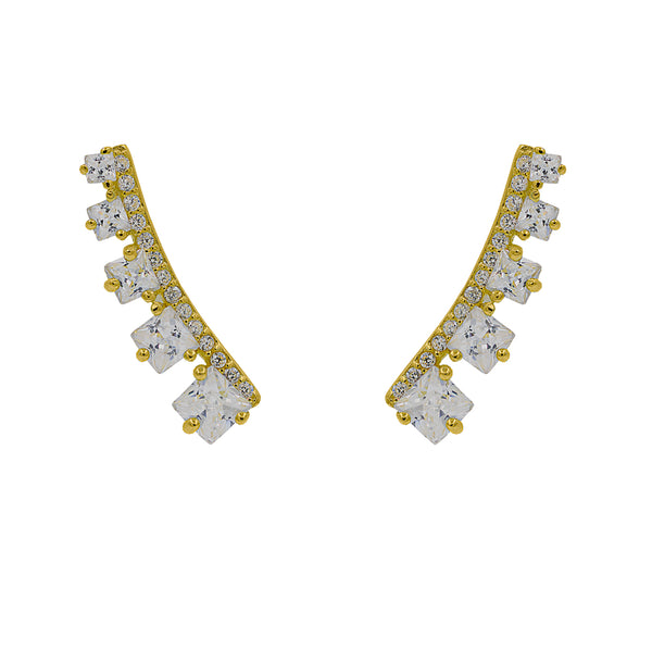 ZDE311-G STERLING SILVER 925 GOLD PLATED FINISH CZ EARRINGS