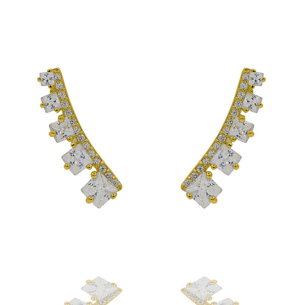 ZDE311-G STERLING SILVER 925 GOLD PLATED FINISH CZ EARRINGS