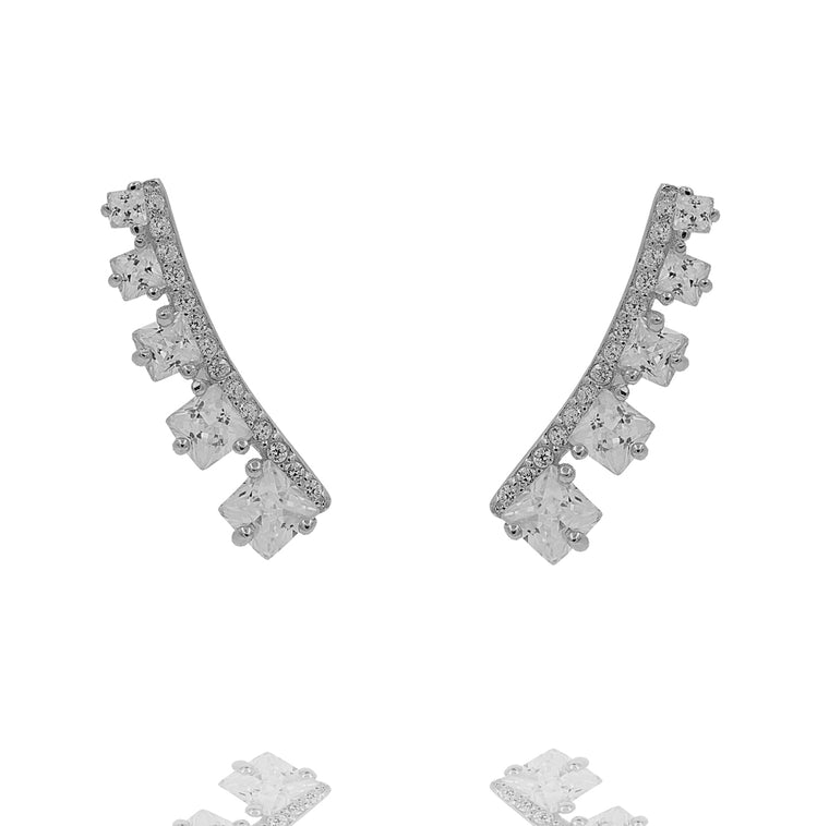 ZDE311 STERLING SILVER 925 RHODIUM PLATED FINISH CZ EARRINGS