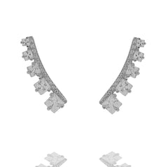 ZDE311 STERLING SILVER 925 RHODIUM PLATED FINISH CZ EARRINGS