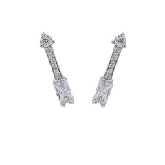 ZDE313 STERLING SILVER 925 RHODIUM PLATED FINISH ARROW CUBIC ZIRCONIA EARRINGS