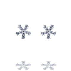 ZDE333 STERLING SILVER 925 RHODIUM PLATED FINISH FLOWER SHAPE CZ EARRINGS