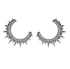 ZDE342 STERLING SILVER 925 RHODIUM PLATED FINISH MOON DESIGN CZ EARRINGS