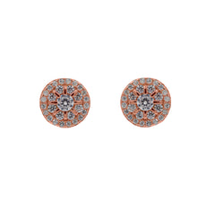 ZDE343-R STERLING SILVER 925 ROSE GOLD PLATED FINISH ROUND SHAPE CZ EARRINGS
