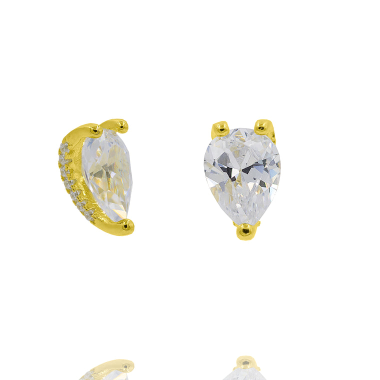 ZDE379-G STERLING SILVER 925 GOLD PLATED FINISH CZ EARRINGS