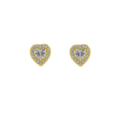 ZDE418-G STERLING SILVER 925 GOLD PLATED FINISH HEART SHAPE CZ EARRINGS
