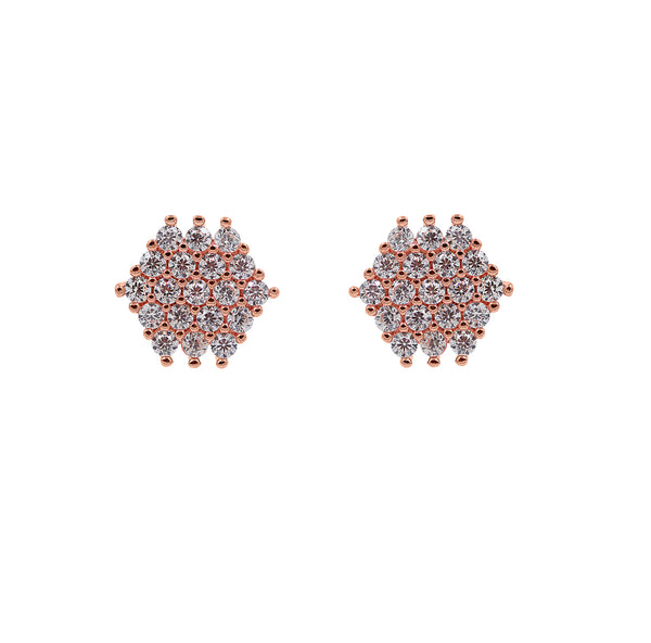 ZDE443-R STERLING SILVER 925 ROSE GOLD PLATED FINISH CUBIC ZIRCONIA EARRINGS