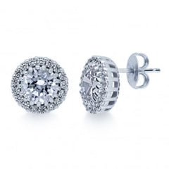 ZDE6627 STERLING SILVER 925 ROUND CZ POST EARRINGS