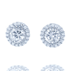 ZDE6627 STERLING SILVER 925 ROUND CZ POST EARRINGS