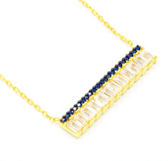 ZDN1290-S  925 STERLING SILVER GOLD PLATED FINISH BAGUETTE BAR NECKLACE